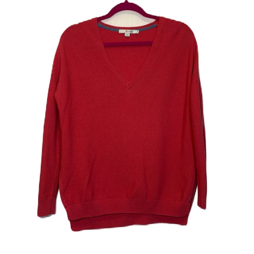 Boden Pink Wool Blend V-Neck Knit Sweater Size M